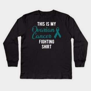 Ovarian Cancer - This is my ovarian cancer fighter shirt Kids Long Sleeve T-Shirt